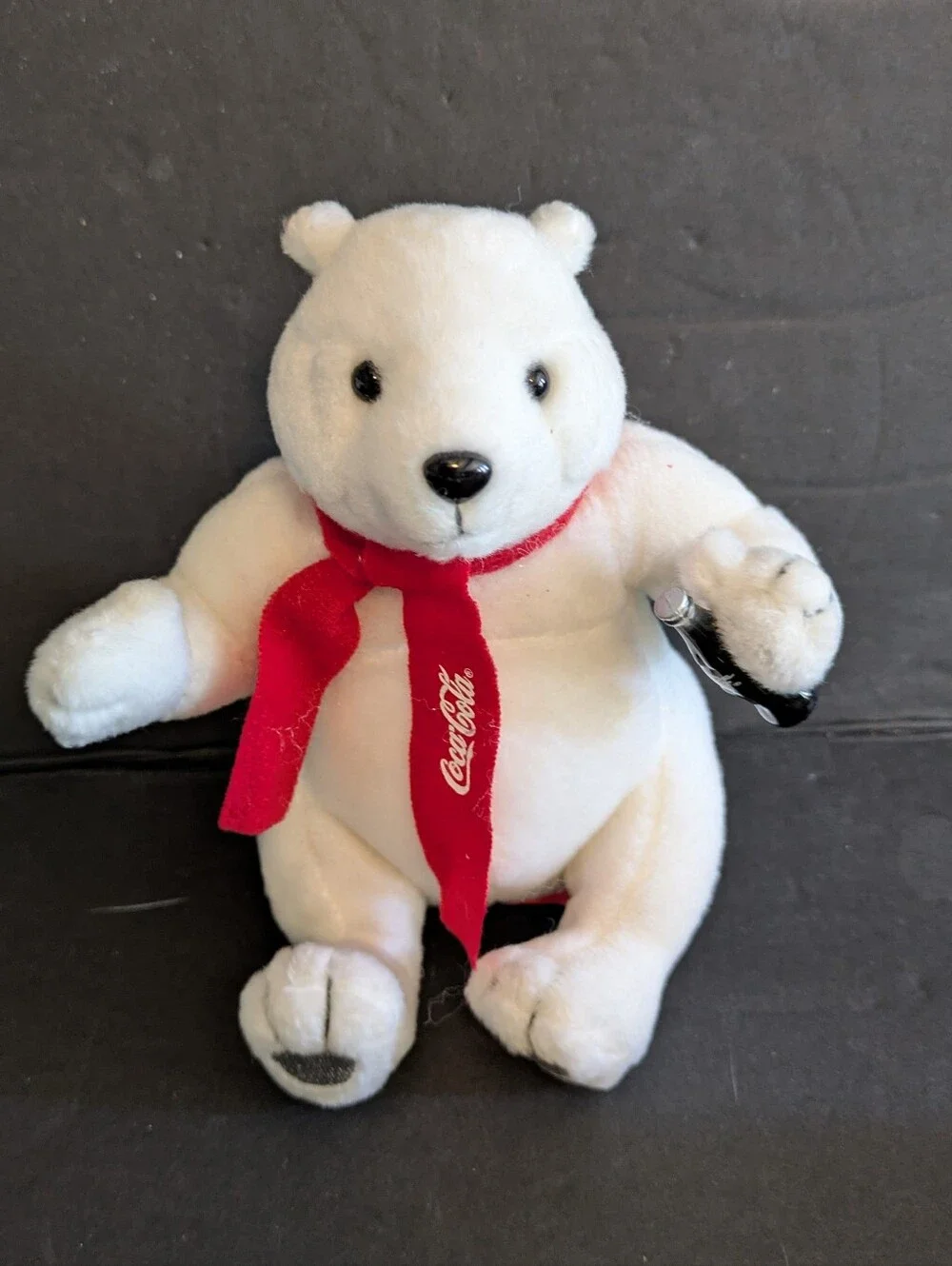 Coca Cola Plush Polar Bear Family with Green & Red Scarfs  & Cola Bottles 1993